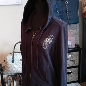 G by Guess Studded Black Hoodie Jacket Size XL